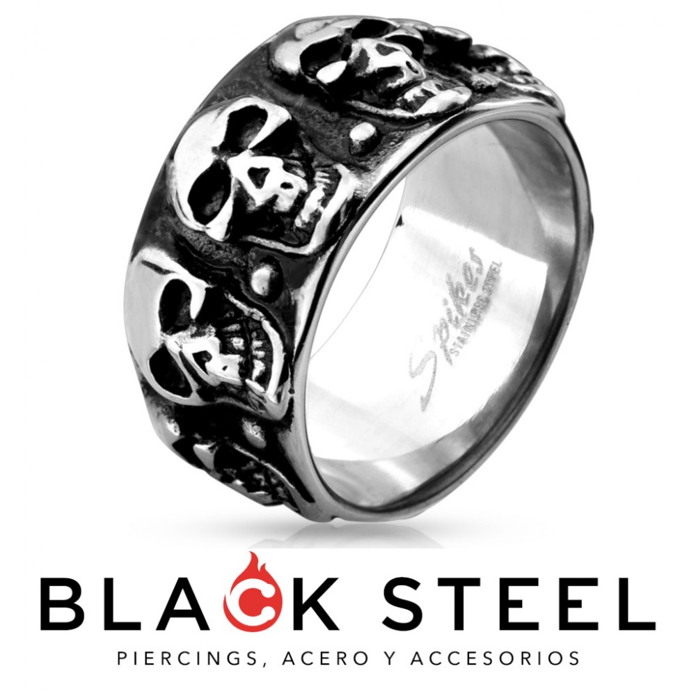 ANILLO LINEA CALAVERAS 2 Black Steel Piercing